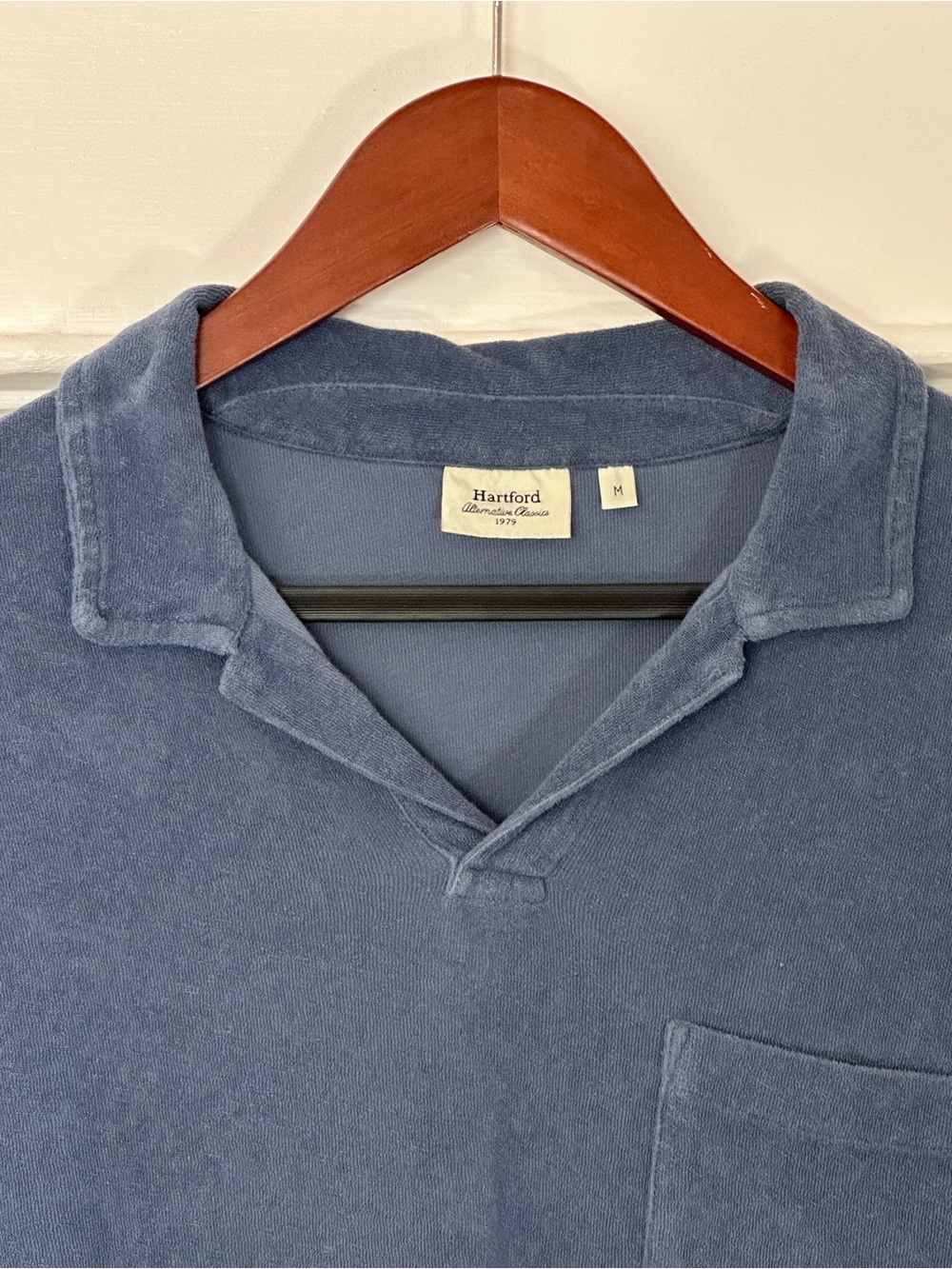 Hartford Men's Terry Knitted Bouclette Polo in Horizon Blue